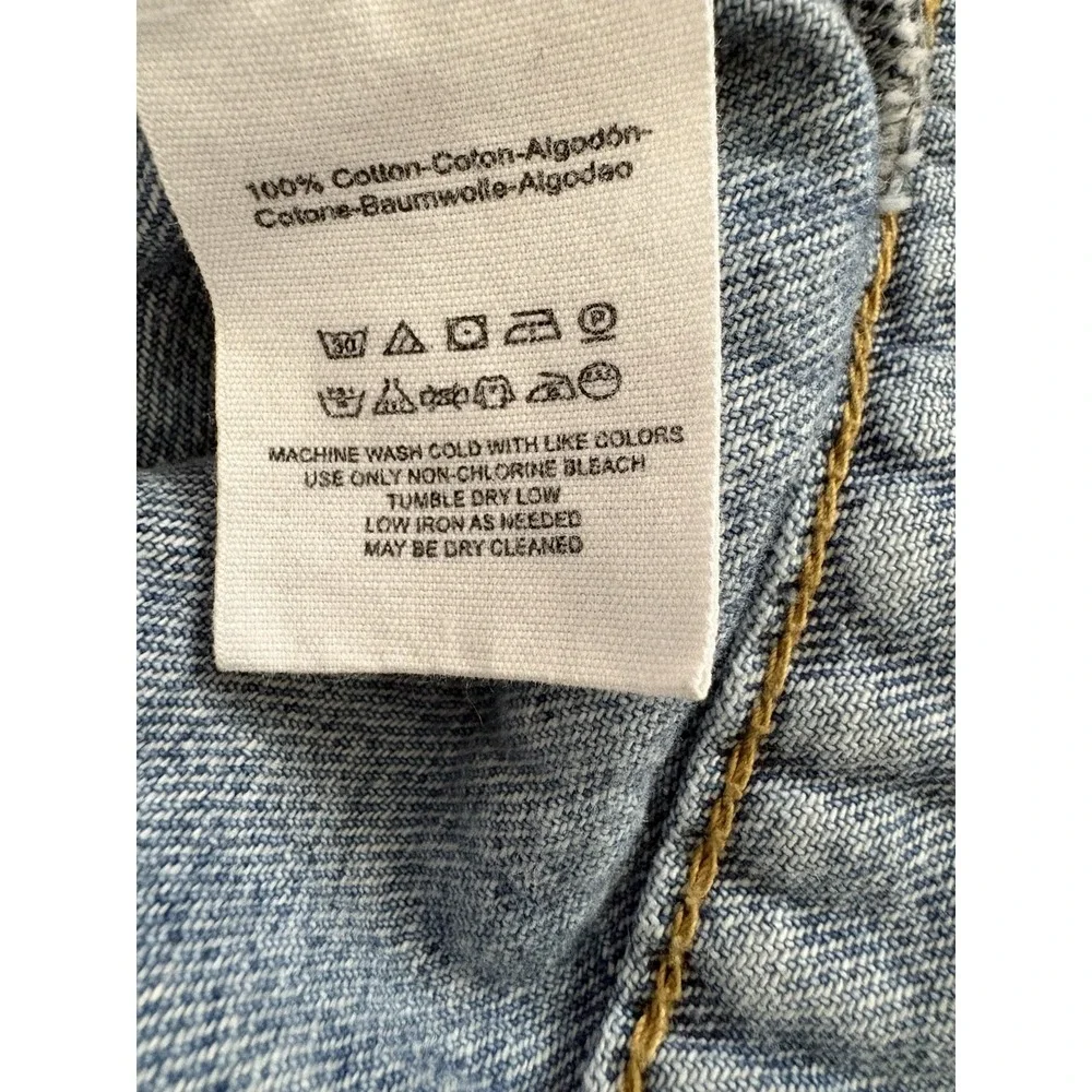 Free People Bedford Distressed Blue Denim Cropped Jean Jacket Women size M - Picture 7 of 11
